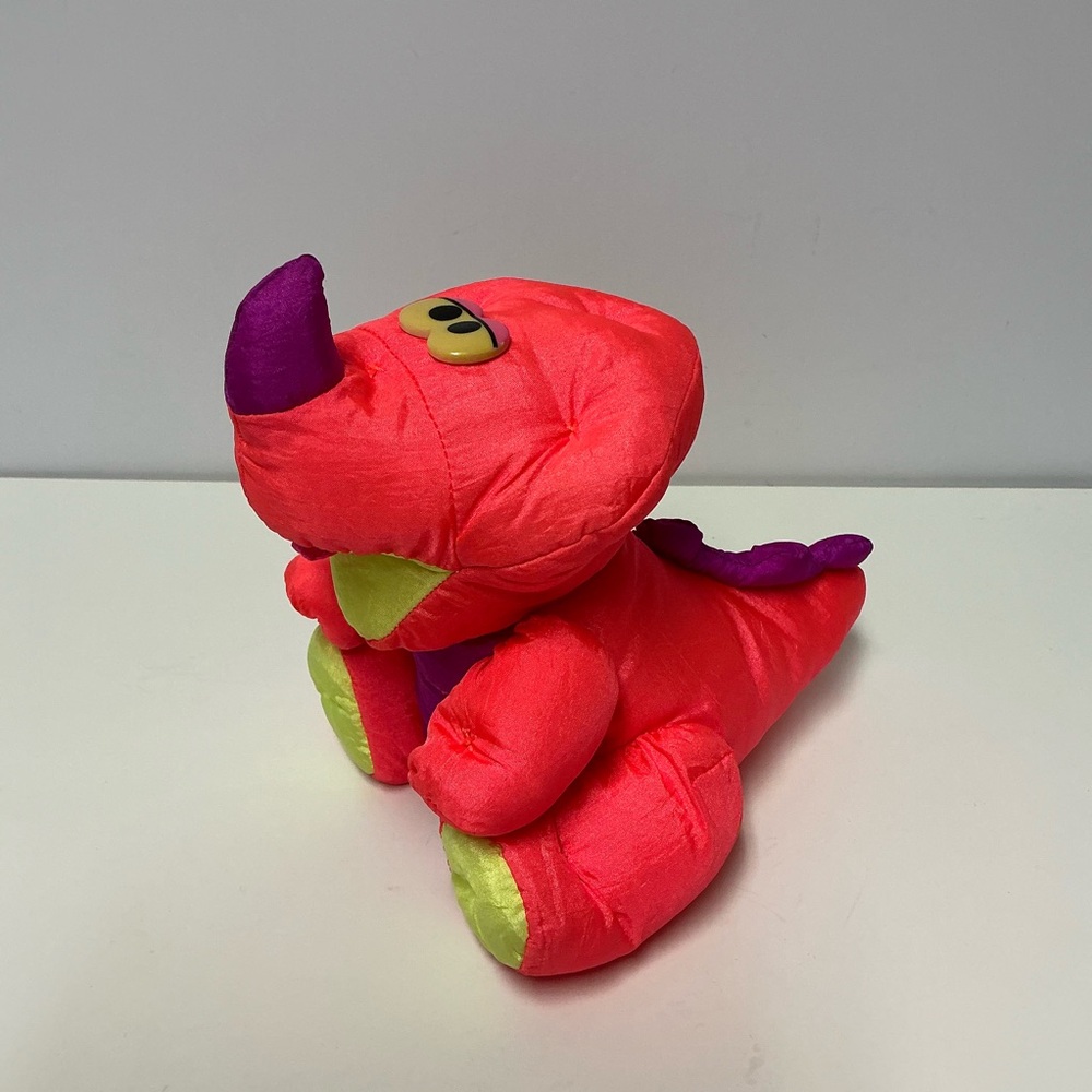 VINTAGE Fisher Price Baby Dino ROAR Triceratops Dinosaur Puffalump Plush Squeaky